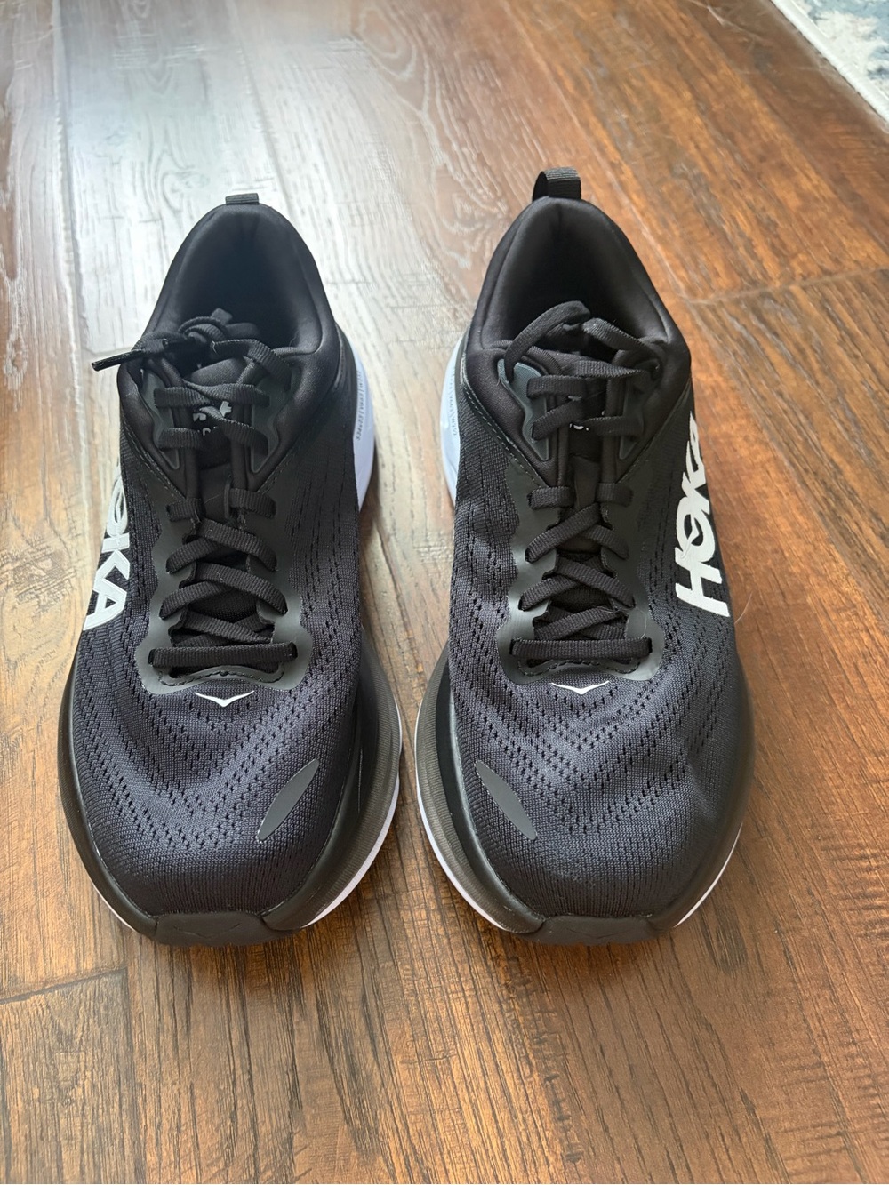 Hoka Bondi Black and White Running Shoes